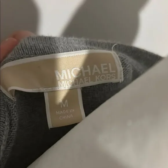 Gray Long Sleeve Tunic Top with Studded Neckline - Picture 2 of 5